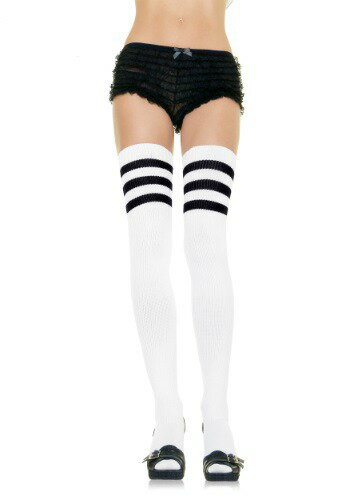 ホワイト Athletic Socks with ブラック Stripes for Women | コスプレ 衣装 仮装 小道具 おもしろい イベント パーティ 発表会 デコレーション リボン アクセサリー メンズ レディース 子供 おしゃれ かわいい ギフト プレゼント