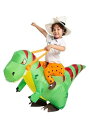 Inflatable T-Rex Ride-On コスチューム for キッズ | 子供 こども コスプレ 衣装 仮装 かわいい イベント 飾り おもしろ 学芸会 発表会 オシャレ ハロウイン パーティ カワイイ 小学生 キッズ ギフト プレゼント(3)