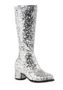 Girls Silver Glitter Go-Go ブーツ | コスプレ 衣装 仮装 小道具 おもしろい イベント パーティ 発表会 デコレーション リボン ...