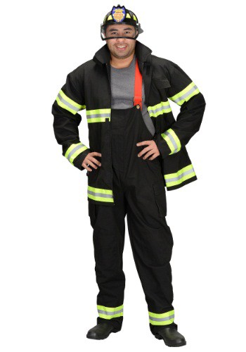 《本日全品10%OFFクーポン》大人用 ブラック Fireman コスチューム w/ Helmet メンズ コスプレ 衣装 男性 仮装 男性用 イベント パーティ 学芸会 ギフト プレゼント