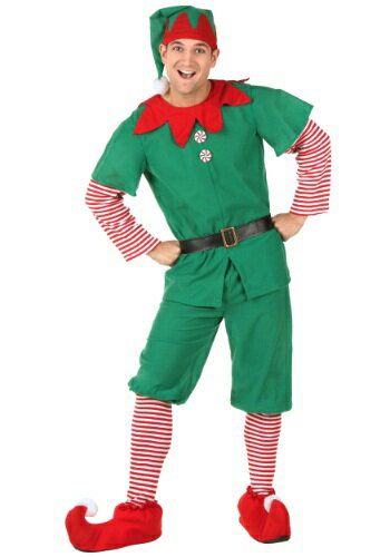 ＼1日 全品P5倍／大きいサイズ Holiday Elf コスチューム メンズ コスプレ 衣装 男性 仮装 男性用 イベント パーティ 学芸会 ギフト プレゼント