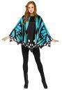 Teal Butterfly Poncho for Women | レディース コスプレ 衣装 大人 女性 仮装 可愛い セクシー カワイイ おしゃれ かわいい イベント 飾り おもしろ 宴会 オシャレ ハロウイン パーティ 忘年会 ギフト プレゼント