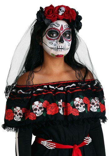 Day of the Dead Veil ハロウィン コスプレ 衣装 仮装 小道具 おもしろい イベント パーティ ハロウィーン 学芸会 学園祭 学芸会 ショー お遊戯会 二次会 忘年会 新年会 歓迎会 送迎会 出し物 余興 誕生日 発表会