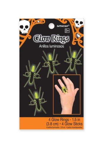 Pack of 4 Spider Glow Rings ハロウィン コスプレ 衣装 仮装 小道具 おもしろい イベント パーティ ハ..