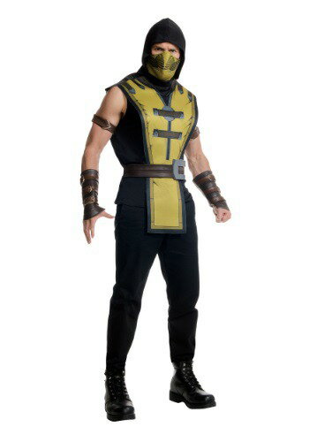 Mortal Kombat X 大人用 Scorpion コスチューム ハロウィン メンズ コスプレ 衣装 男性 仮装 男性用 イベント パーティ ハロウィーン 学芸会 学園祭 学芸会 ショー お遊戯会 二次会 忘年会 新年会 歓迎会 送迎会 出し物 余興 誕生日 発表会