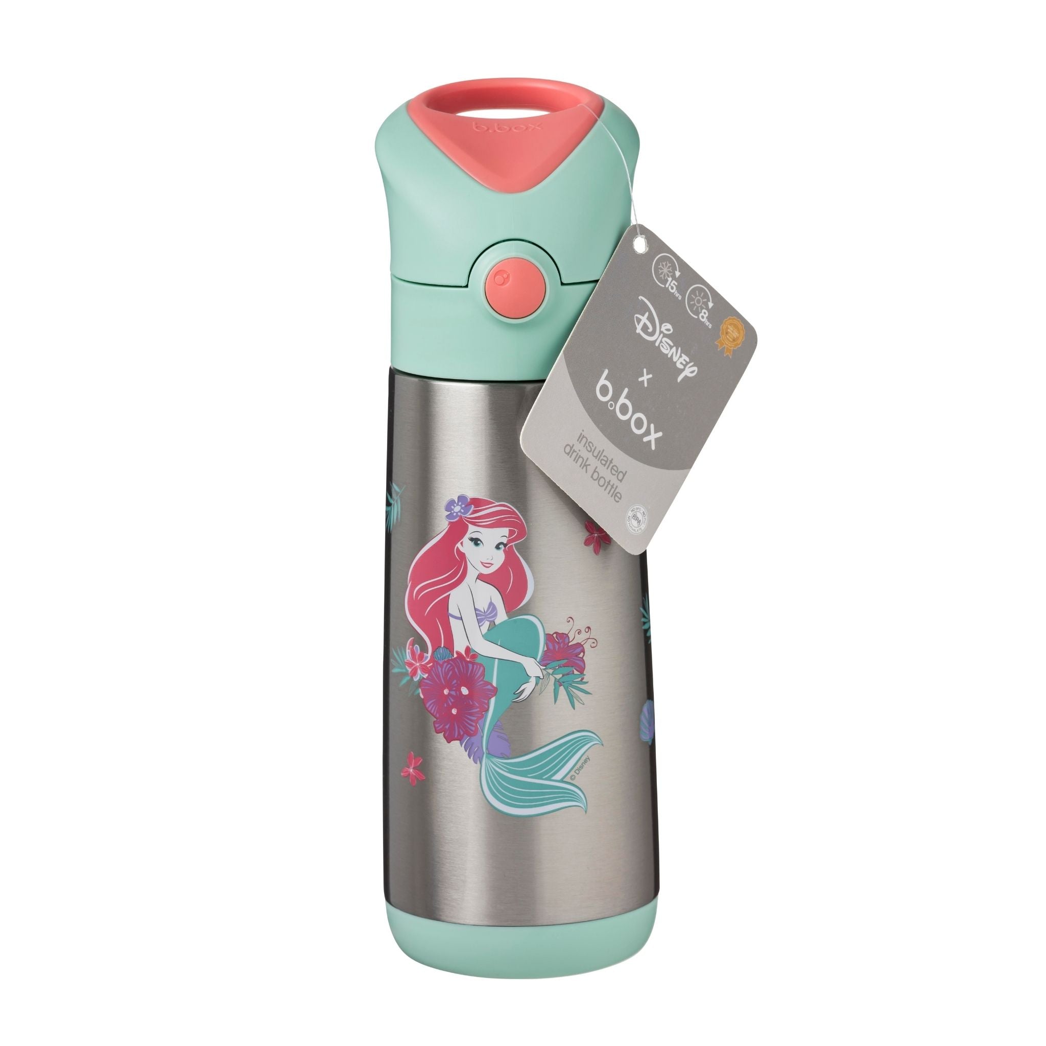 b.box 500ml Insulated DB straw ディズニー ステンレスドリンクボトル 500ml 保冷保温対応 3層断熱構造 子供用水筒 ワンプッシュ開閉 キャリーハンドル付き ストロー付き 食洗機対応 BPAフリー 通園通学のサムネイル