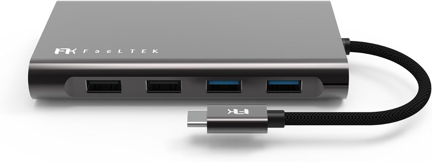 Type-Cハブ iPhone15対応 Mega-Dock 11 in 1 USB-C Hub USB-C PD最大100W対応 Thunderbolt 3データ転送/HDMI 4Kビデオ/デュアルカードリーダースロット搭載 トリプルディスプレイモード対応 Feeltek UCH011AP2
