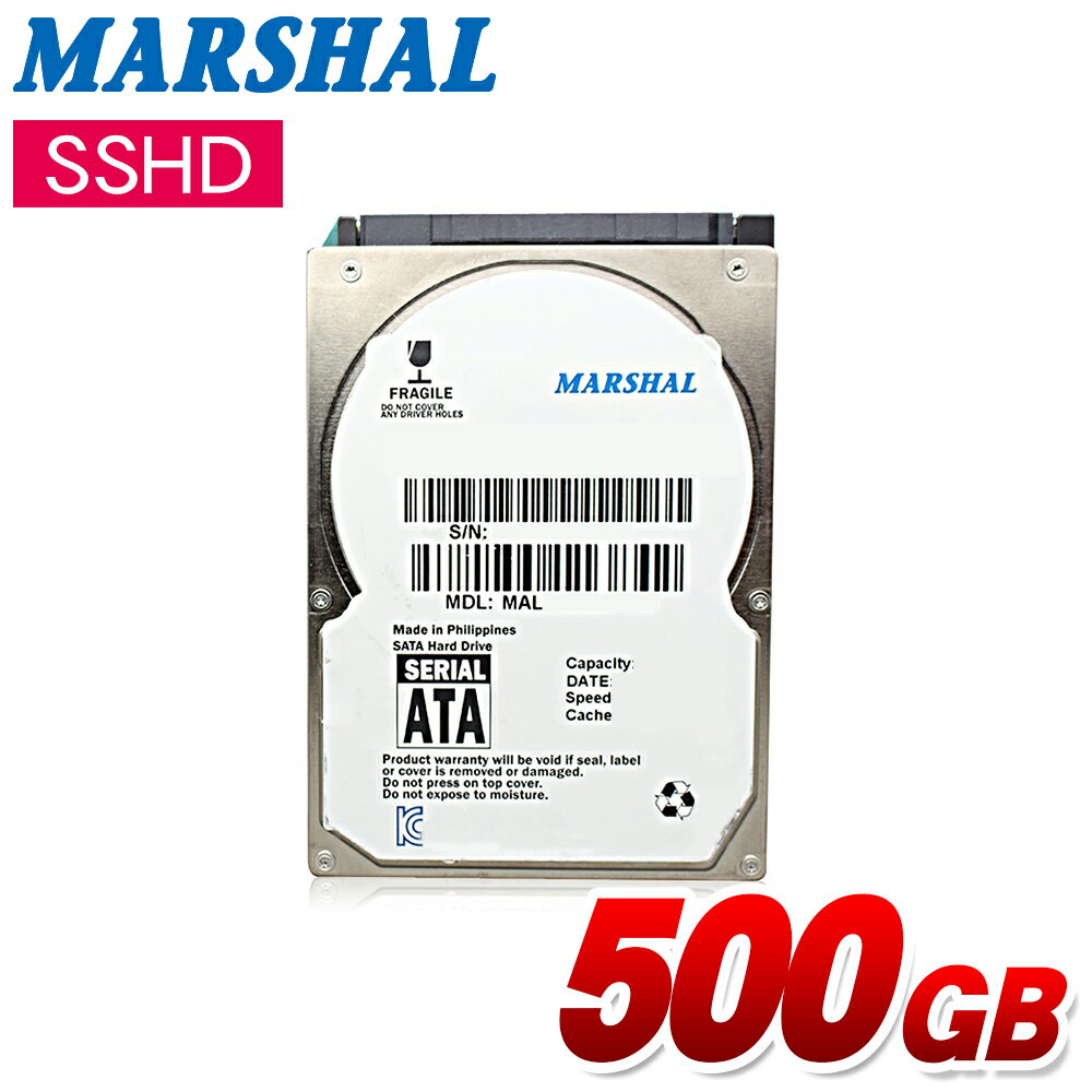 ★5/9 20時～ 全品ポイント5倍★ MARSHAL 2.5インチ ハードディスク 500GB SATA SSHD ハイブリット 内蔵 hdd 7mm厚 薄型MAL2500HSA-T54L (500GB+8GBフラッシュ S-ATA 5400rpm)