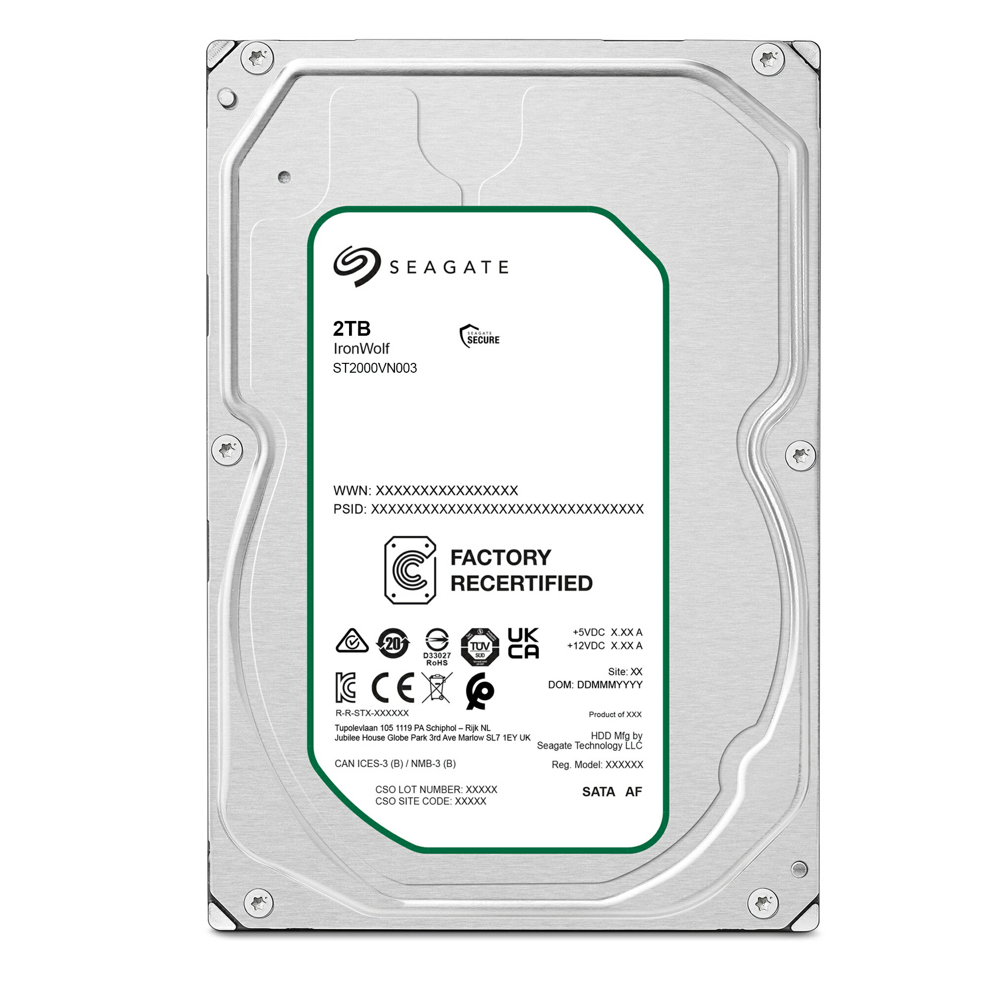 HDD 内蔵 3.5インチ 2TB NAS向け CMR SEAGATE IronWolf SATA600 5400rpm 256MB ST2000VN003 内蔵ハードディスク メーカーリファブ【整備済み品】180日保証