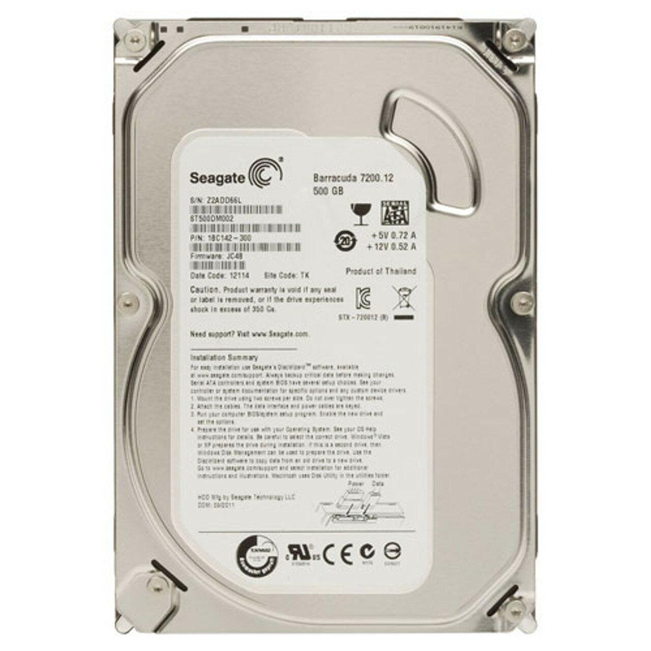 SEAGATE 3.5インチ 500GB 7200rpm SATA 16MB Desktop HDD ST500DM002【メーカーリファブ】