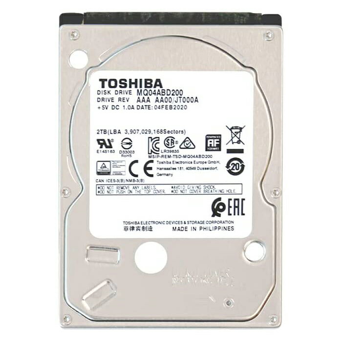 ★5/9 20時～ 全品ポイント5倍★ 東芝 2.5インチ HDD 2TB MQ04ABD2005400rpm Serial ATA600 厚さ：9.5mm バッファ 128MiB リファービッシュ 整備済み品