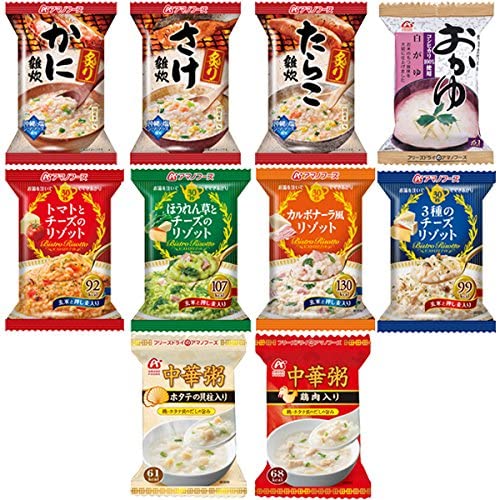 アマノ フーズ フリーズドライ 雑炊 & おかゆ & リゾット 10種類20食セット (即席 本格 お粥 ぞうすい)