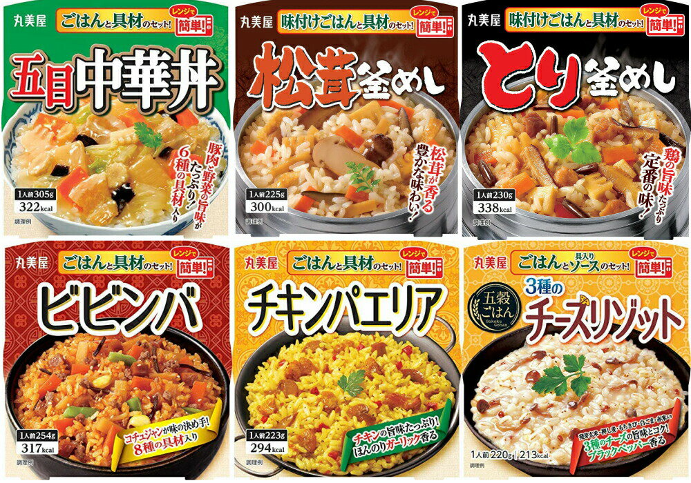 丸美屋 レンジで簡単 ごはんと具材のセット バラエティー 6種類各1個入り 6個セット