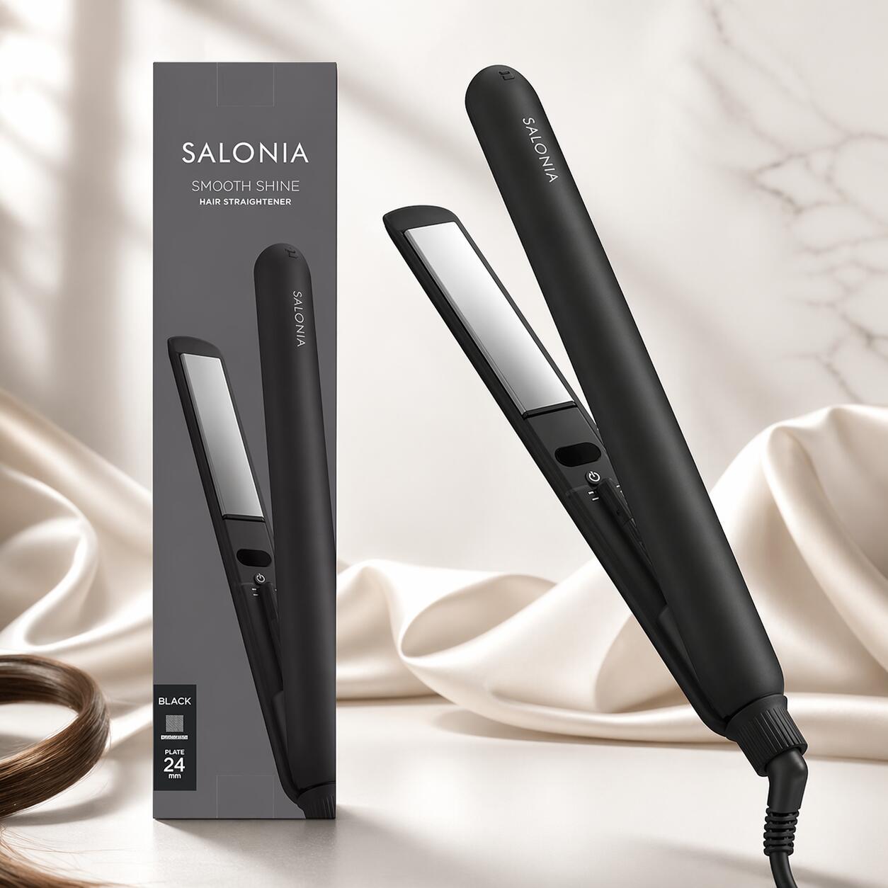 Rakuten - サロニア スムースシャインストレート ヘアアイロンブラック SAL23105BK ストレートアイロン コテ