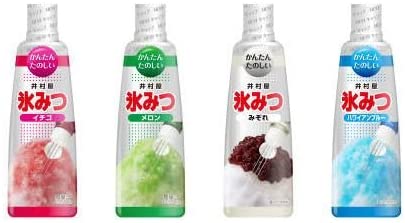 井村屋 かき氷シロップ 「氷みつ」 2016・4種セット（メロン・イチゴ・みぞれ・ハワイアンブルー）各330gのサムネイル