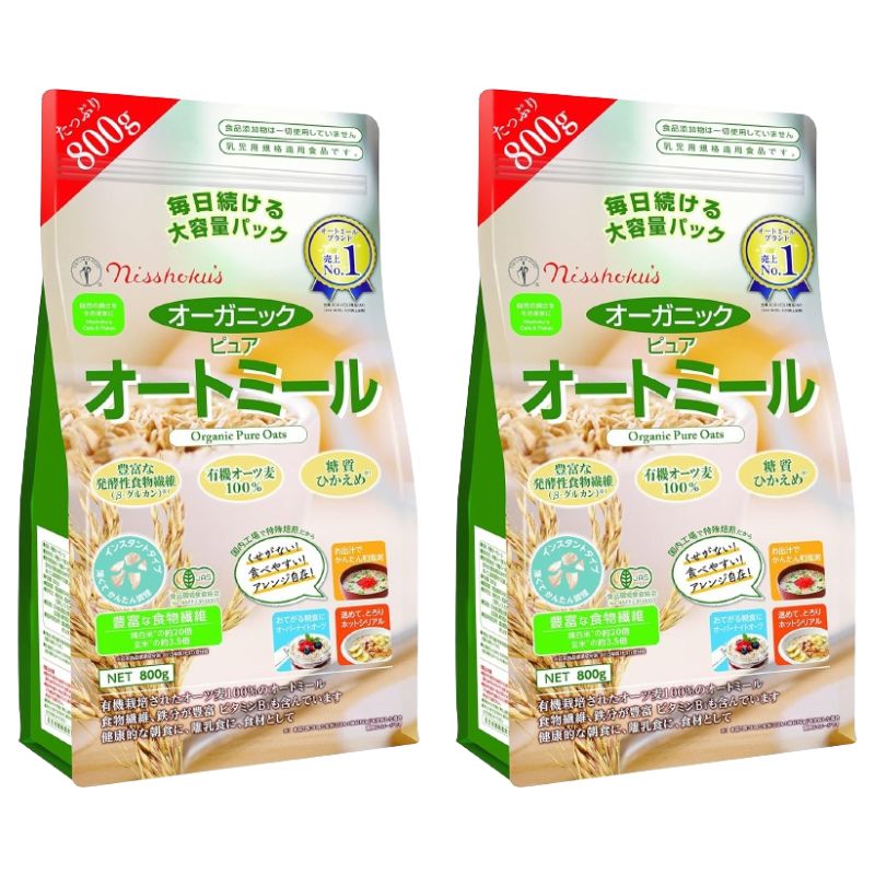 【最大440円OFFクーポン配布中】日本食品製造 日食 オーガニックピュアオートミール 800gx2個
