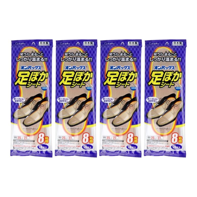 【4袋計12足分】エステー オンパックス 足ぽかシート 8時間 25-27cm 3足入