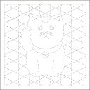 刺し子ふきん 模様刺し(伝統柄+イラスト) 招き猫と籠目〈白〉 DARUMA 横田株式会社 品番:1054 刺し子/ふきん/ダルマ/刺しゅう/針/ハンドメイド/...