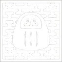 刺し子ふきん 模様刺し(伝統柄+イラスト) だるまと霞つなぎ〈白〉 DARUMA 横田株式会社 品番:1056 刺し子/ふきん/ダルマ/刺しゅう/針/ハンドメイ...