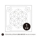 刺し子 オリムパス刺し子花ふきん 布パック花ふきん80(白) 桔梗と花刺し