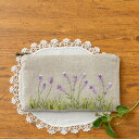 刺繍キット リネンにハーブの花刺繡 ポーチ ラベンダー No.570 戸塚刺しゅう