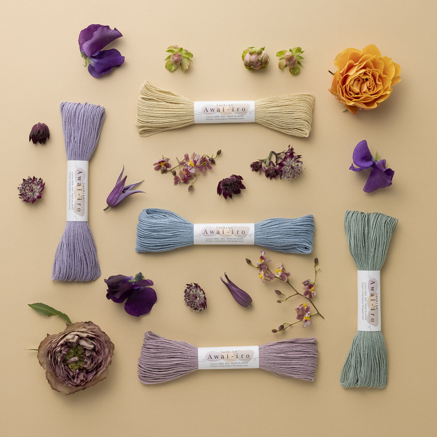 刺し子糸　パステルカラー　くすみカラー　オリムパス　約40m入り　刺し子/ラメ/糸/手芸/手作り/ハンドメイド