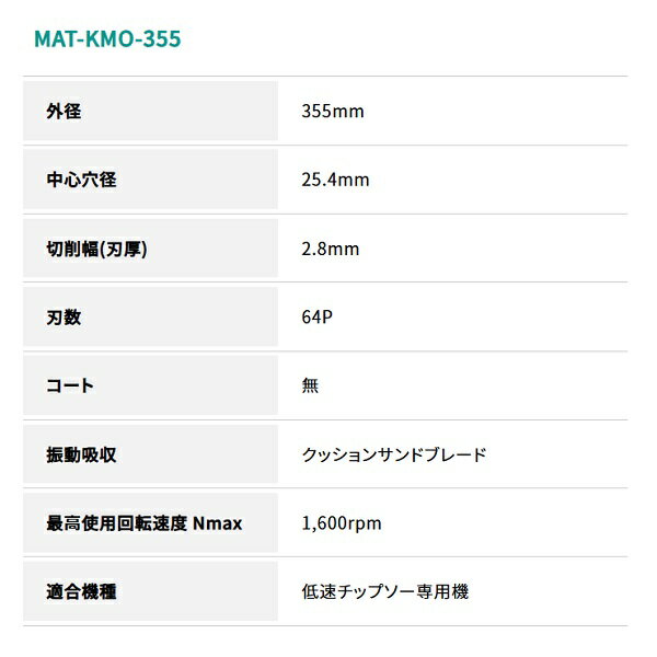 ヤマシン　神王　KAMIOH　外径355mm×64P×穴径25.4mm　刃厚2.8mm鉄工用　MAT-KMO-355山真製鋸 ( Y'sGOD JAPAN )静音 制振　チップソー　丸鋸