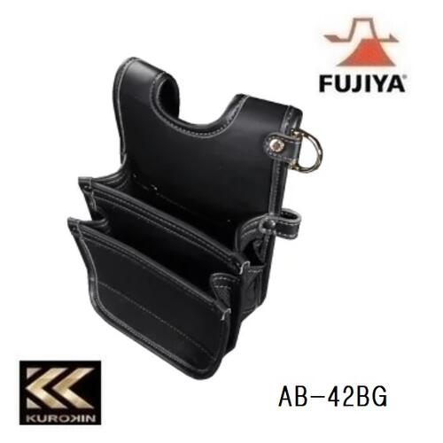 乐天商城 - フジ矢建築薄型腰袋2段（黒金）AB-42BG建築向け薄型モデルLIGHT PU LEATHER SERIES【KUROKIN・FUJIYA・クロキン・フジヤ】
