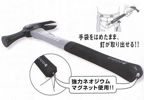 土牛（DOGYU）ネオグラスキャッチ中すべり止 390mm (01056)グラス柄かりわく鎚 仮枠ハンマー
