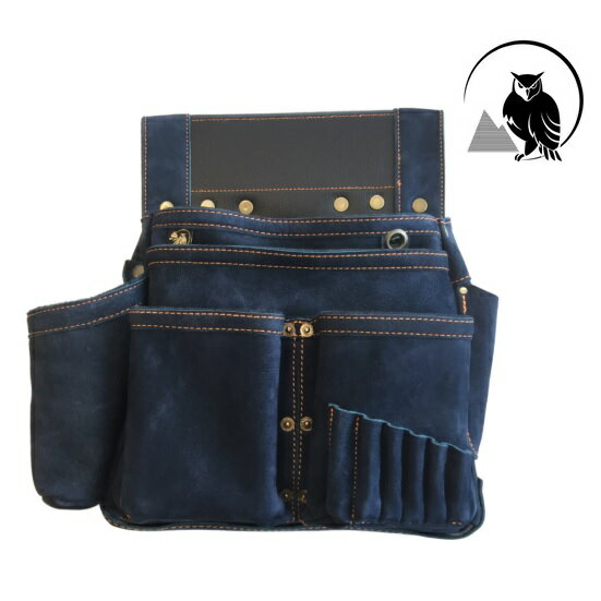 ふくろ倶楽部朱雀　ヌバック六型「INDIGO」墨つぼホルダー付SZN-836NV【釘袋・腰袋】(4)