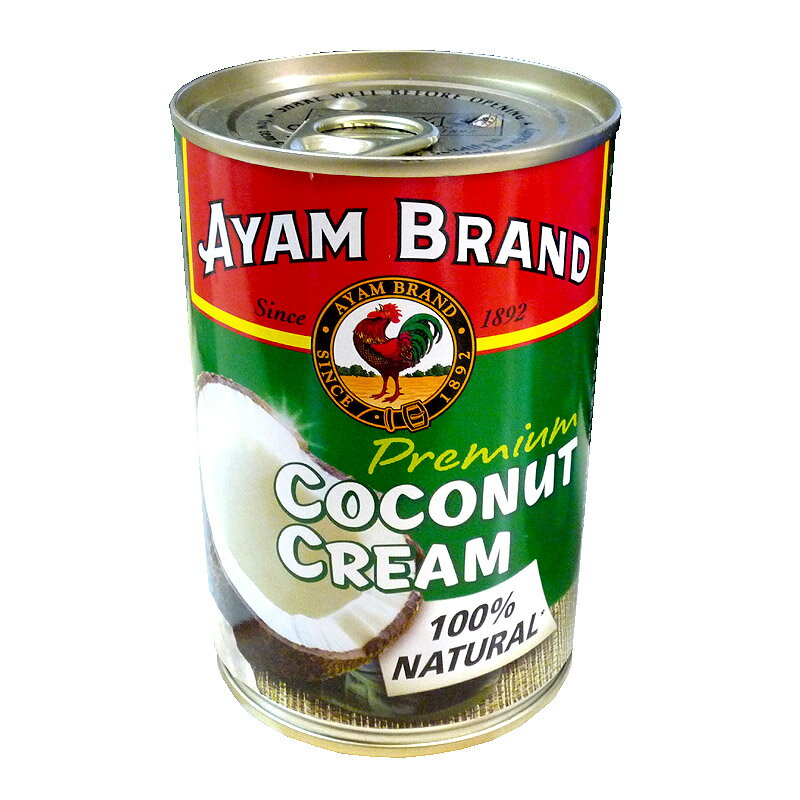 　　 【特徴】 香りと味のもとであるココナッツの脂肪分がしっかりとしたココナッツの果肉のみを使用。 ココナッツクリームはミルクの水分を除いたもので、コクがありとても濃厚なので煮込み料理やカレー、アイスクリームなどに最適です。 　　 【原材料】 ココナッツ 【原産国】 マレーシア 　　 【注意事項】 開缶前に良く振ってからご使用下さい。 開缶後は他の密閉容器に移し、冷蔵庫で保存して3日以内にお召し上がり下さい。 低温時に凝固することがありますが、湯煎をしますと液状に戻り品質には問題ありません。 　 　　　 【保存方法】 直射日光、高温多湿を避けて保存してください。