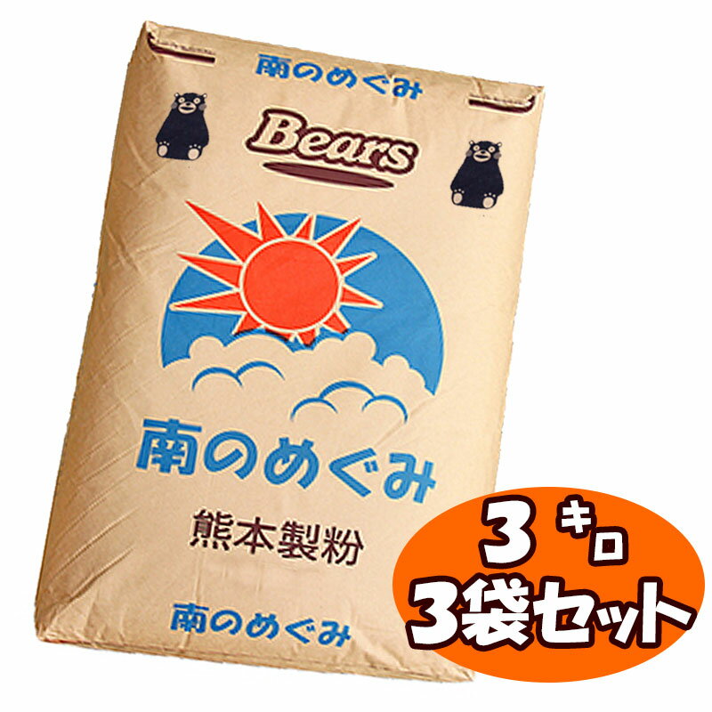 【九州県産強力粉】南のめぐみ【3kg×3袋セット】国産小麦 九州 小麦粉 ホームベーカリー 手ごね 食パン..