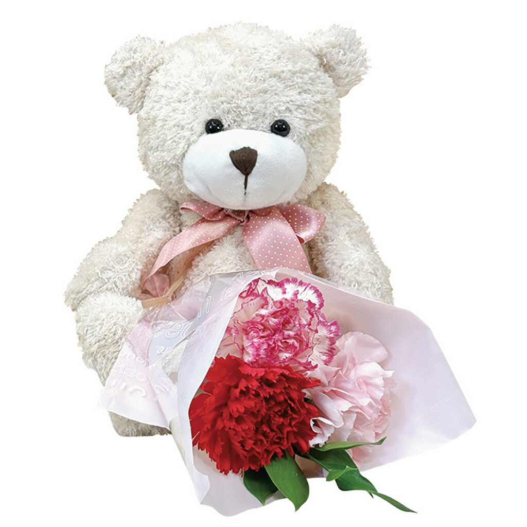 母の日クマのぬいぐるみとミニブーケのセット