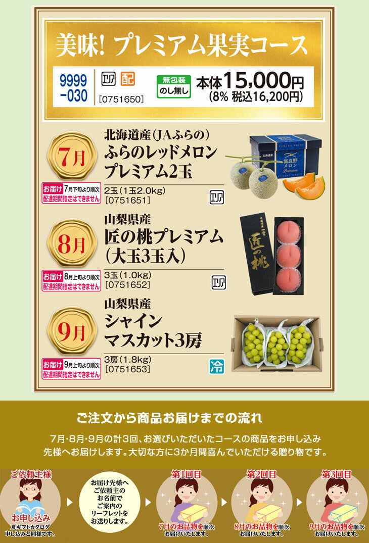 Rakuten - ポイント10倍＜6/20 20：00〜6/26 1：59＞お中元　ギフト　美味！ プレミアム果実コース 2026　送料無料　夏　贈答用　詰め合わせ　お取り寄せ　中元ギフト　人気　高級　上司　友人　親戚