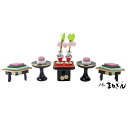 【雛人形用道具セット】木製ミニ15号 献上菱高三方揃 金彩桜柄 雛道具単品 ひな道具単品 おひなさま付属品 おひなさまの前飾り