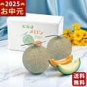北海道産 赤果肉青果肉メロン各1玉《2025年 お中元専用商品 7/17~8/10お届け予定(日時指定不可) 直送便》/御中元 夏ギフト スイーツ デザート フルーツ 果物