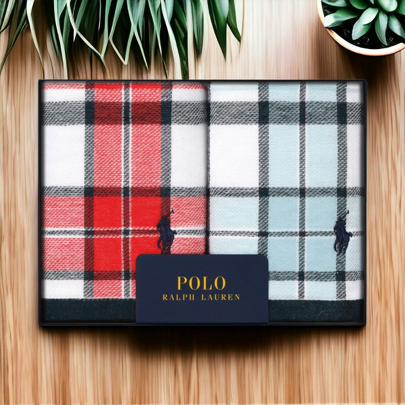 ポロ ラルフ ローレン ホーム ウォッシュタオル2枚セット レッド・ネイビー[HMPOBATH8O20193]
