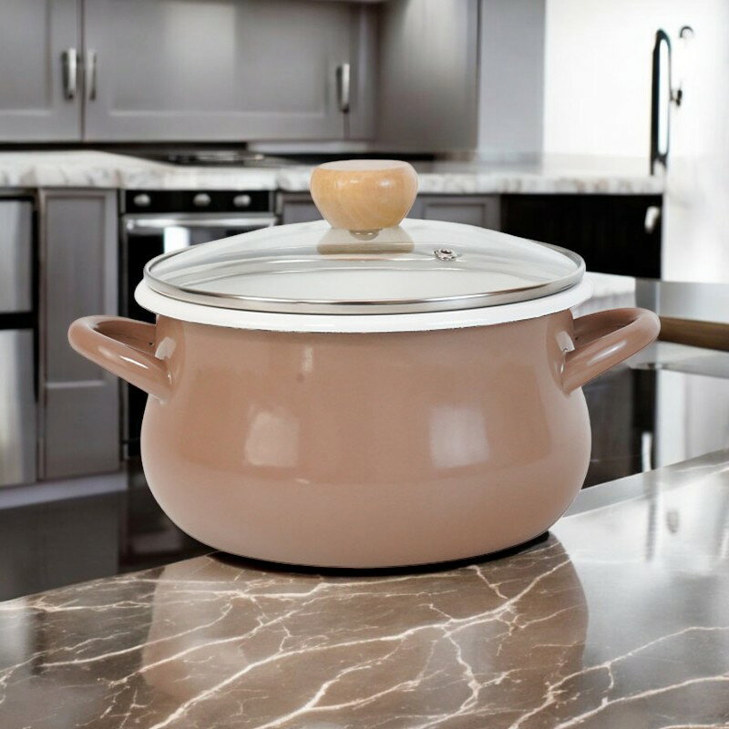 ストクック IHホーローポット（20cm）/ ブラウン RB-324620BR ホーロー鍋 両手鍋 内祝い お祝い お礼 出産内祝い 結婚内祝い ギフト お返し