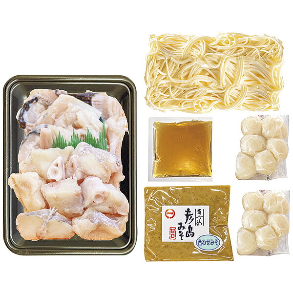 ■説明下関漁港に水揚げされたあんこうの豪快鍋。付属のだしと合わせ味噌でお好みの味に仕上げてお召し上がりください。合わせ味噌によく合ううどんで、スープも最後までお楽しみいただけます。■商品詳細内容量：あんこう400g、あんこうつみれ60g×2、冷凍うどん180g、彦島みそ200g、鍋だし55g賞味期限：冷凍で90日温度帯：冷凍便でお届けいたします。特定原材料：　　　　　　　　　　　　　　　　　　　　商品記号:047‐ATU‐5KZ■お届け時期についてお届け時期：順次発送(5日~10日で発送)備考：カタログ掲載P22離島は配送できません■発送について ※商品画像はイメージです。パッケージ・内容・価格等、予告なく変更させていただく場合がございますので予めご了承ください。※ご贈答用包装・指定日配送はご容赦ください。■返品・交換について※商品の特性上、返品・交換はご容赦ください。