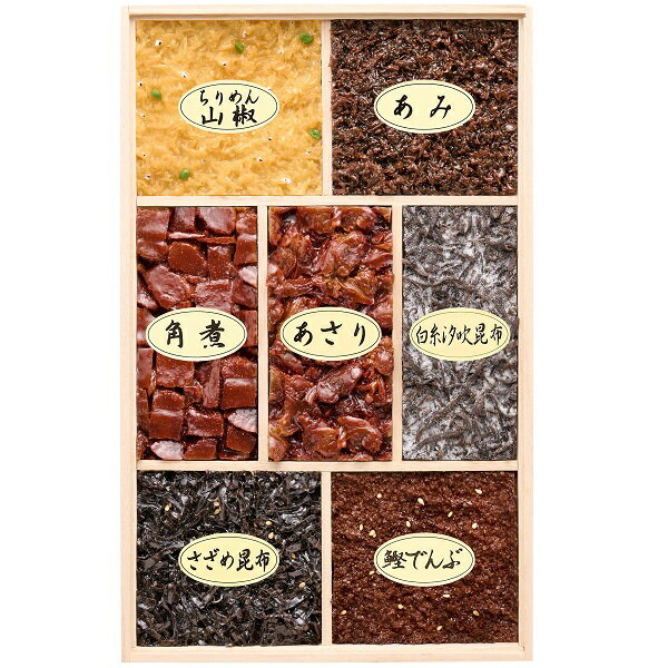 エントリーでP5倍 銀座 新之助 貝新志ぐれ煮詰合せ（桐箱）7品入 A-30 エントリーでポイント5倍！(4月10日1時59分迄)のサムネイル