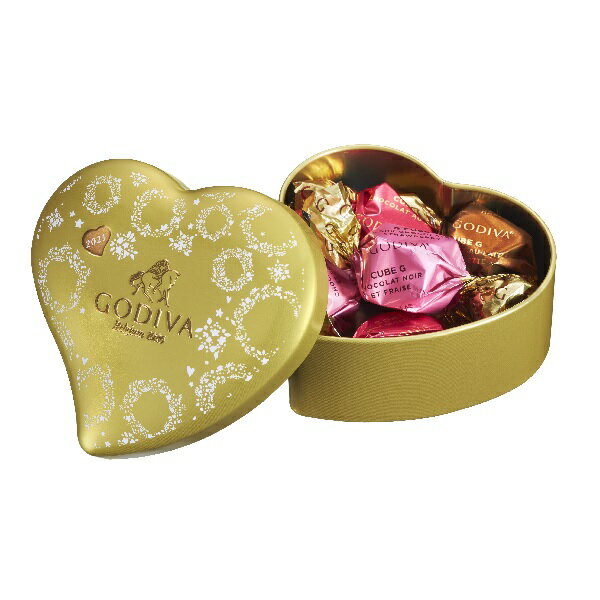 チョコ 2021 〈ゴディバ〉きらめく 想い Gキューブ アソートメント ミニハート缶 5粒 のし・包装不可のサムネイル
