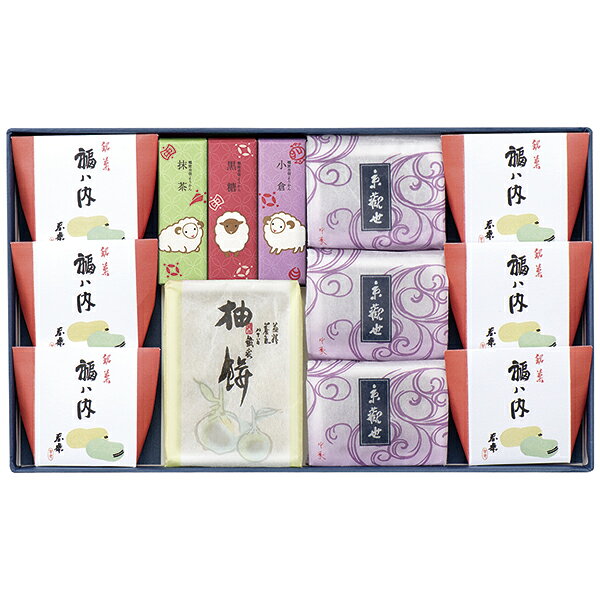 ■商品詳細内容量：京観世（個包装）×3、柚餅（個包装）、福ハ内（個包装）×6、鶴屋吉信ようかん 干支パッケージ×3（小倉・黒糖・抹茶）賞味期限：常温で22日温度帯：常温便でお届けいたします。特定原材料：商品重量:0.9kg商品記号:068‐TMB‐13■お届け時期についてお届け時期：順次発送(5日~10日で発送)備考：カタログ掲載P62■発送について ※商品画像はイメージです。パッケージ・内容・価格等、予告なく変更させていただく場合がございますので予めご了承ください。■返品・交換について※商品の特性上、返品・交換はご容赦ください。