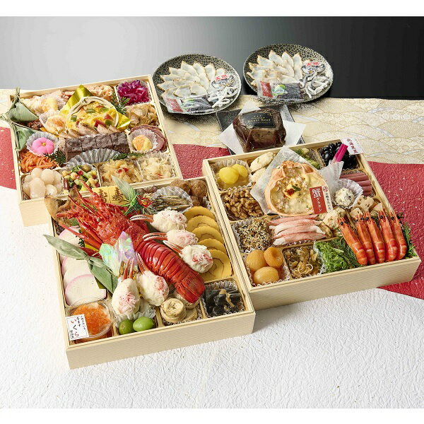 WEB-85【小樽きたいち】小樽きたいち御膳 嘉祥 和洋三段重（天然まふくのタタキ刺し、スパイシーローストビーフ付）