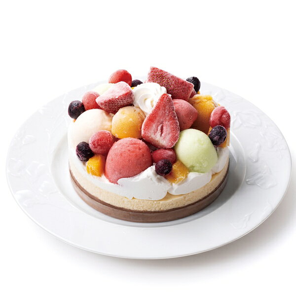 ■説明バニラ、チョコレートのアイスクリームをベースに、4種類のシャーベット（ストロベリー、ピーチ、マンゴー、マスクメロン）とチェリーとマンゴーのシラップ漬け、ブルーベリーで華やかに仕立てました。■商品詳細内容量：フローズンアントルメ（直径約15cm）×1台賞味期限：※保存上の注意：ご家庭では－18℃以下で保存してください。温度帯：冷凍便でお届けいたします。特定原材料：卵、乳成分（コンタミ：小麦）保存方法:冷凍■お届け時期についてお届け時期：9月18日（金）～21日（月・祝）の間でお届け(指定日不可)■発送について ※商品画像はイメージです。パッケージ・内容・価格等、予告なく変更させていただく場合がございますので予めご了承ください。※ご贈答用包装・のし掛け・指定日配送はご容赦ください。■返品・交換について※商品の特性上、返品・交換はご容赦ください。