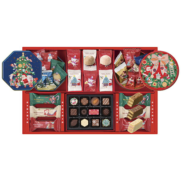 ■説明クリスマスデザインの可愛らしい缶や、チョコレートとミルフィーユで、クリスマスを賑やかに盛り上げます。■商品詳細内容量：クリスマスファンシーチョコレート×12個、チョコレート菓子×8個、チョコレート菓子・マシュマロ・クッキー 各9個、ミルフィーユ×6個、チョコレート×6個温度帯：常温便でお届けいたします。特定原材料：商品重量:1.0kg商品記号:157‐MXG‐S■お届け時期についてお届け時期：順次発送(5日~10日で発送)備考：カタログ掲載P50■発送について ※商品画像はイメージです。パッケージ・内容・価格等、予告なく変更させていただく場合がございますので予めご了承ください。■返品・交換について※商品の特性上、返品・交換はご容赦ください。