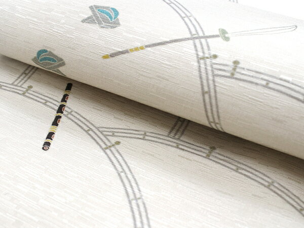 京袋帯 WAKKA帯 単品 白ねず うさぎ ねこ 帯 正絹 兎 猫 動物柄 弁慶 牛若丸 着物 カジュアル レディース 女性 和装 和服 日本製 あす楽