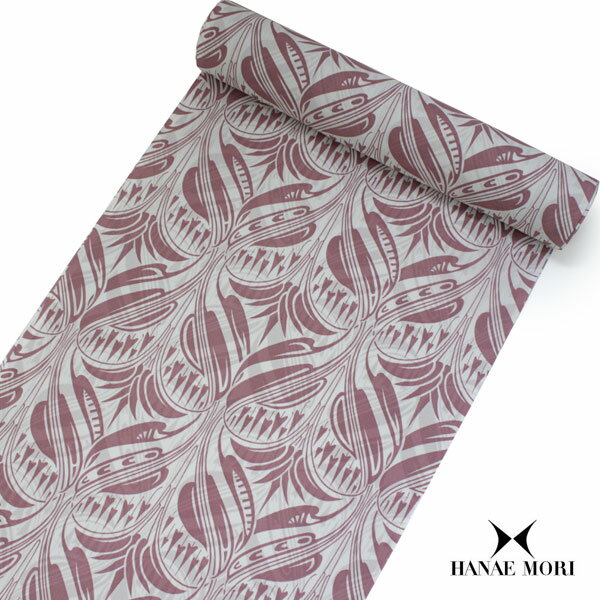 Summer Wear - 洗える着物 小紋 反物 夏用 仕立て付き 薄グレー地アールヌーボー 夏塩沢風 ハナエモリ HANAE MORI 送料無料 和装 和服 女性 レディース 夏 着物 反物 羽織 にも仕立て可能 送料無料 セール対象外 ktコト