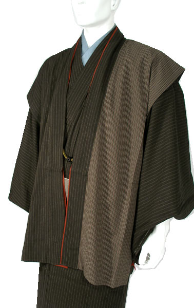 【メンズ男性着物・陣羽織セット】～こげ茶地ストライプ【smtb-k】【ky】　[fs01gm]