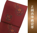 袋帯 お仕立て付 えんじ赤地 薔薇丸紋柄 紹 古今絵巻【HZ】