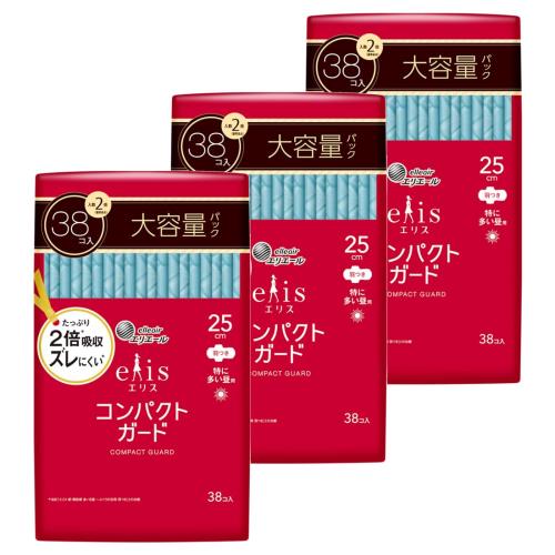 Rakuten - エリス コンパクトガード 羽つき 25cm(特に多い昼用)114枚(38枚×3パック)大容量まとめ買い